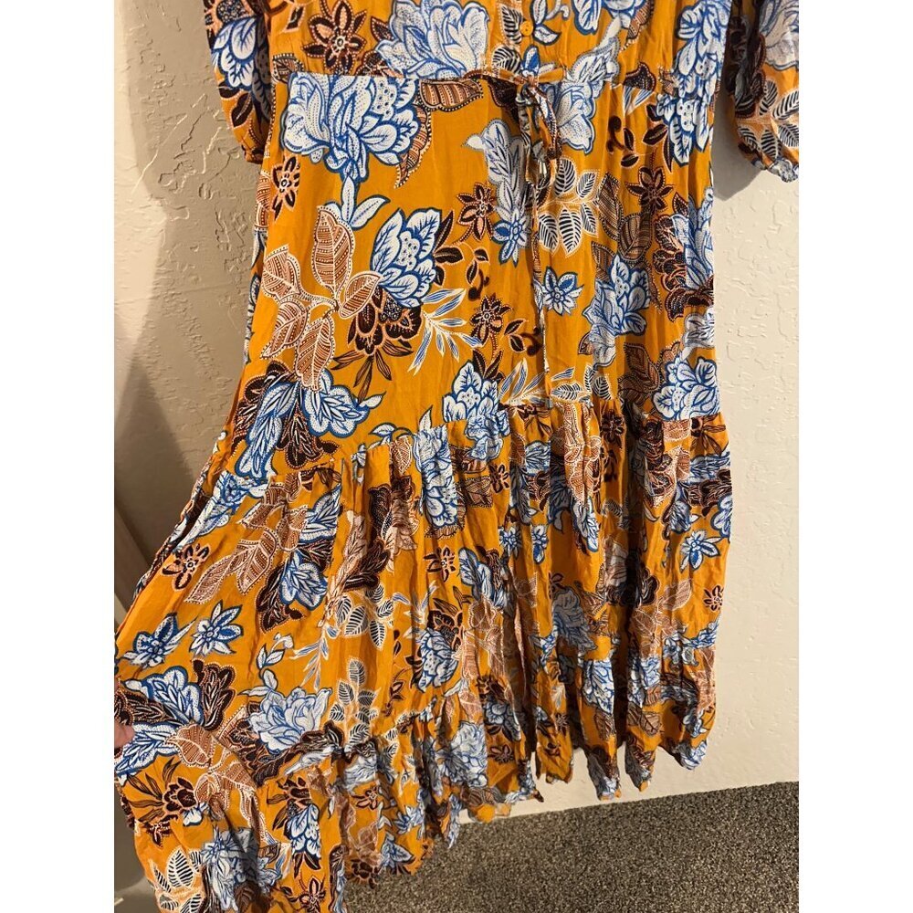 Anthropologie Y Abel the Label Mango Magic Floral Paisley Yellow Boho Maxi Dress - Picture 7 of 11